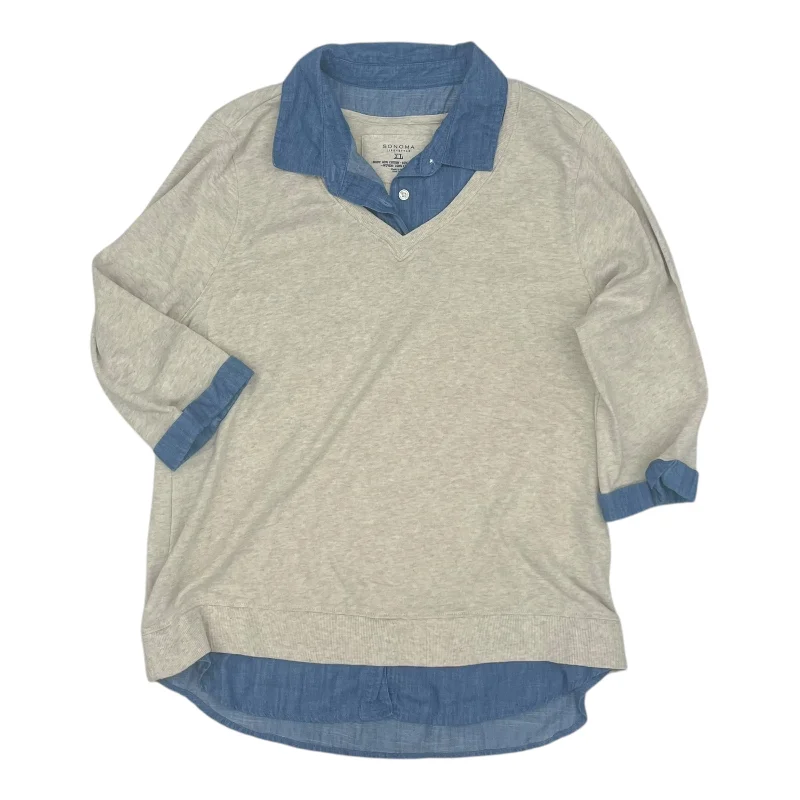 Top 3/4 Sleeve By Sonoma In Tan, Size:Xl
